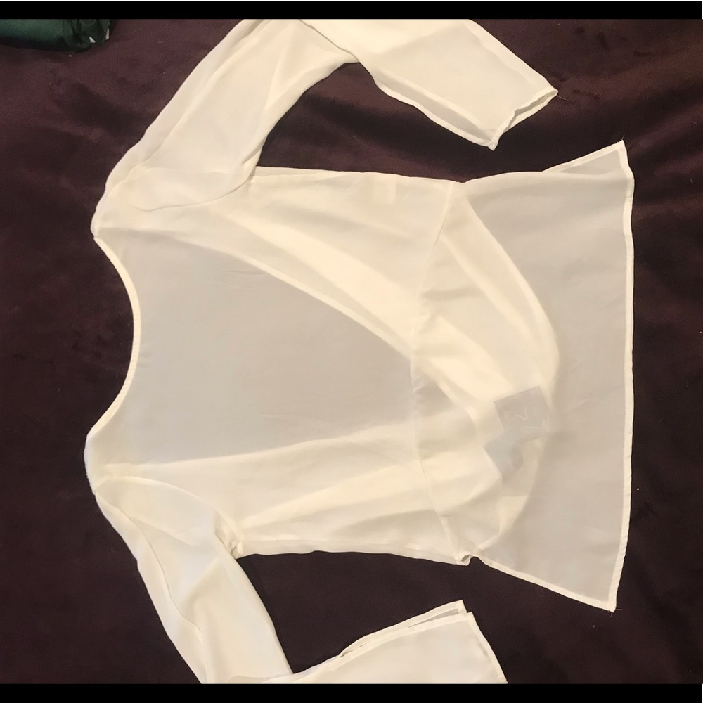 Nasty Gal white long-sleeve with open back